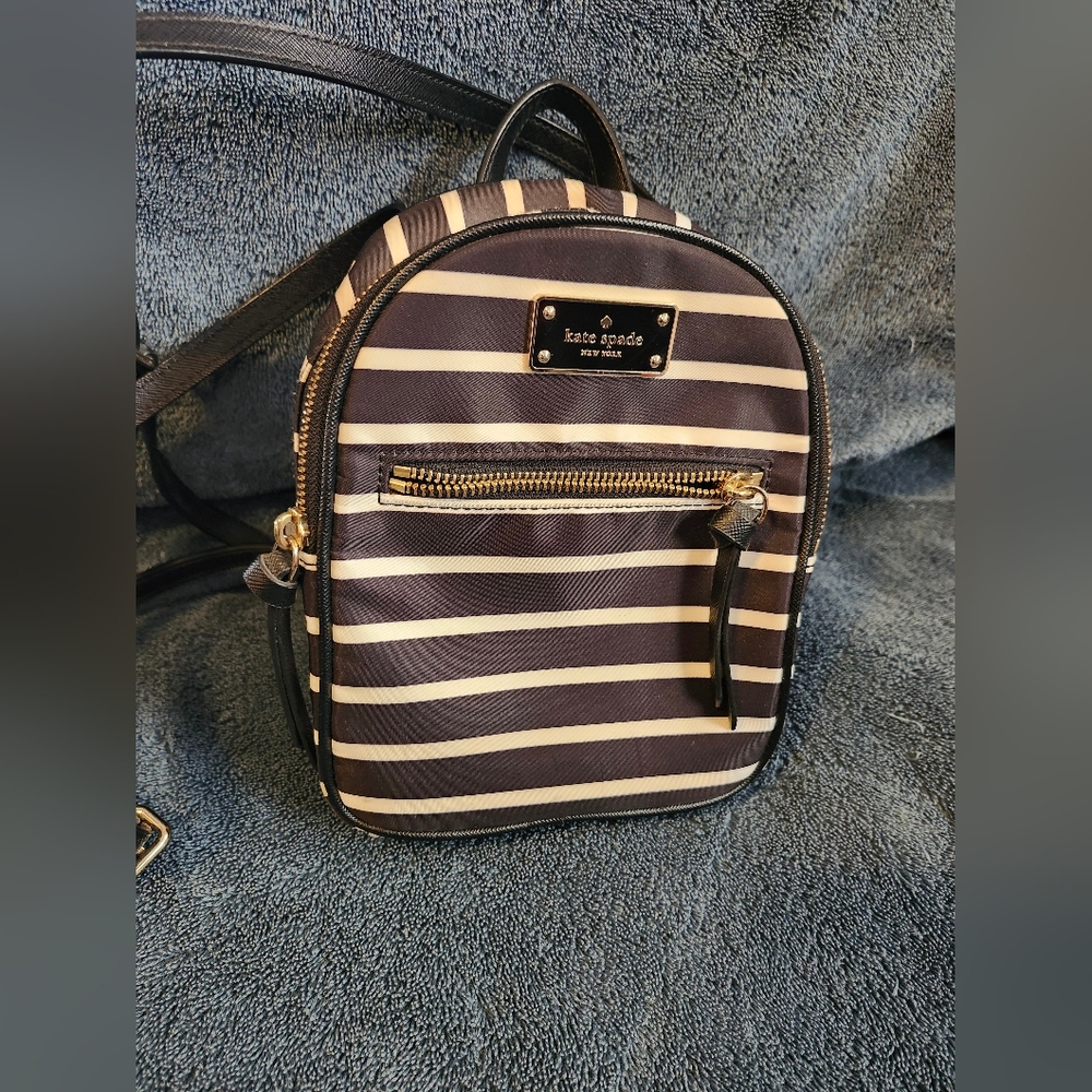 Kate Spade Black and Cream Striped Women's Bag